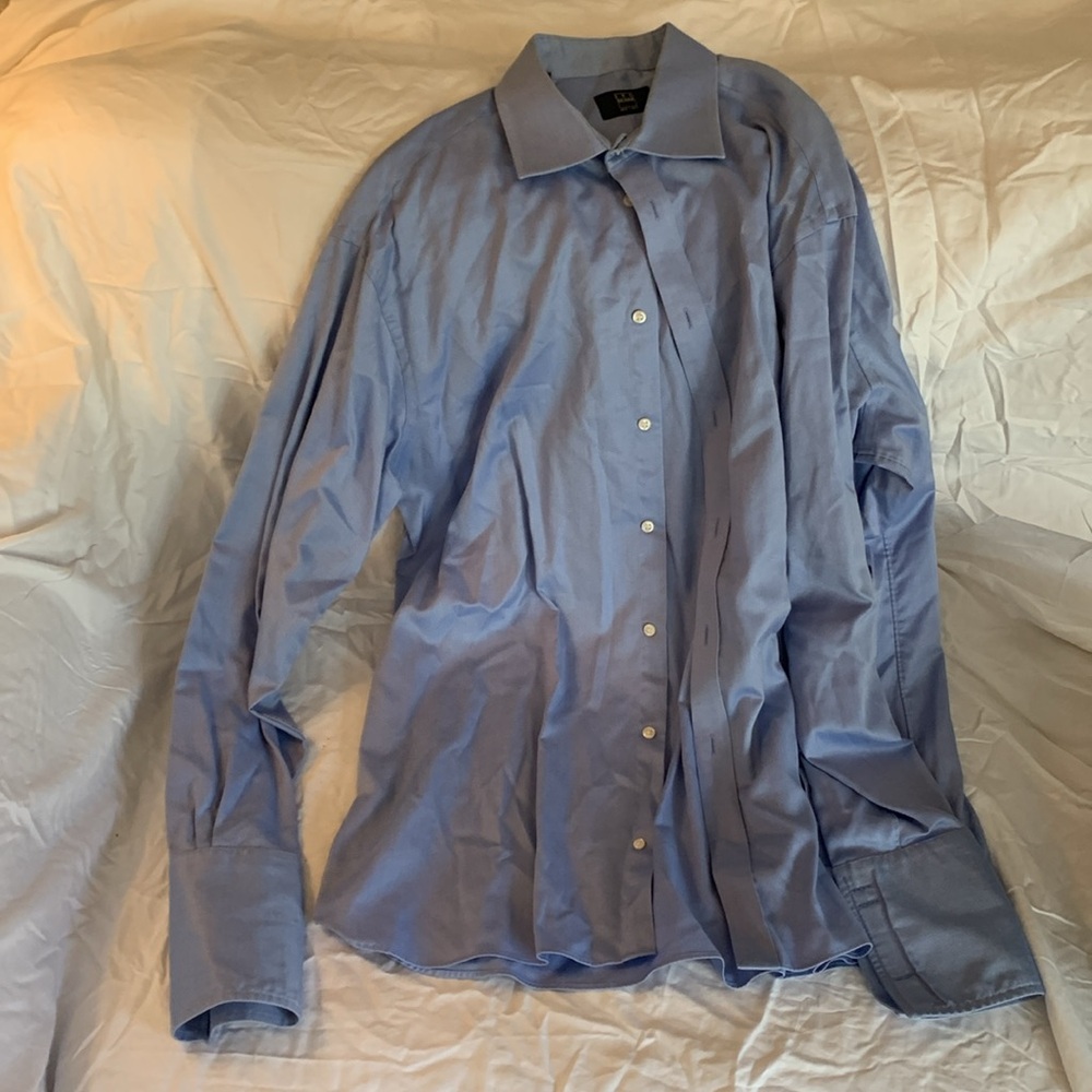 Ike Behar New York Blue Dress Shirt French Cuffs Size 17 34/35